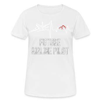 Future Airline Pilot Heartbeat Airplane - Frauen T-Shirt atmungsaktiv - Weiß - Vorne - AI Model Female 172 dark (172cm)