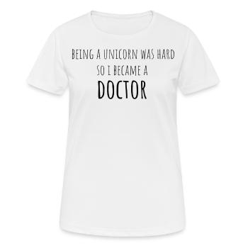 Doktortitel Promotion Doktorand Spruch - Frauen T-Shirt atmungsaktiv - Weiß - Vorne - AI Model Female 172 dark (172cm)