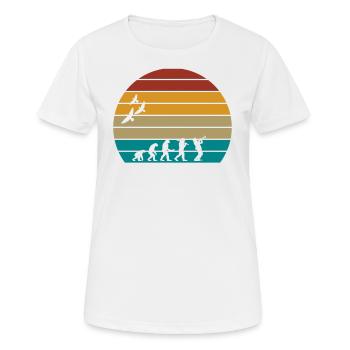Retro Vintage Sunset Evolution SAXOPHON - Frauen T-Shirt atmungsaktiv - Weiß - Vorne - AI Model Female 172 dark (172cm)