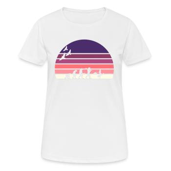 Retro Vintage Sunset Evolution EINKAUFEN - Frauen T-Shirt atmungsaktiv - Weiß - Vorne - AI Model Female 172 dark (172cm)