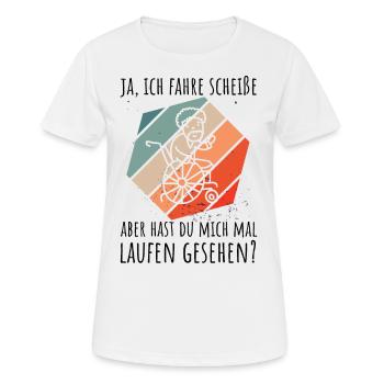Rollstuhlfahrer Humor Spruch - Frauen T-Shirt atmungsaktiv - Weiß - Vorne - AI Model Female 172 dark (172cm)