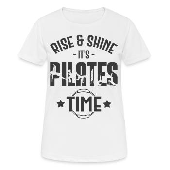 RISE AND SHINE IT'S PILATES TIME 1 - Women's Breathable T-Shirt - white - Front - AI Model Female 172 dark (172cm)
