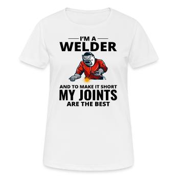 Schweißschweißer Metallbau Eisenarbeiter - Frauen T-Shirt atmungsaktiv - Weiß - Vorne - AI Model Female 172 dark (172cm)