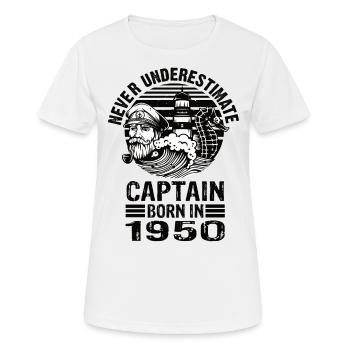 Never Underestimate Captain né en 1950 - T-shirt respirant Femme - blanc - Devant - AI Model Female 172 dark (172cm)