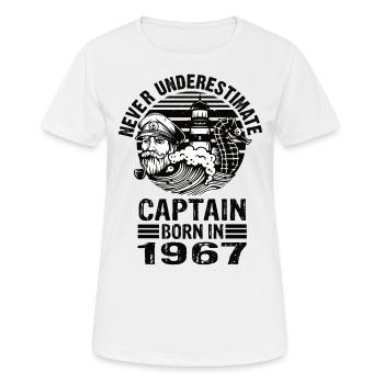 Never Underestimate Captain né en 1967 - T-shirt respirant Femme - blanc - Devant - AI Model Female 172 dark (172cm)