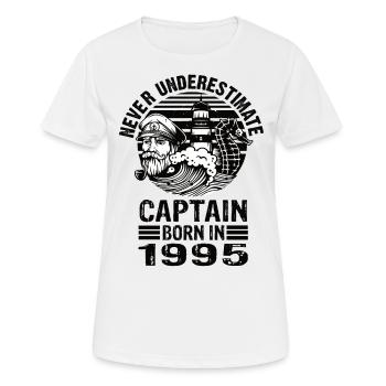 Never Underestimate Captain né en 1995 - T-shirt respirant Femme - blanc - Devant - AI Model Female 172 dark (172cm)