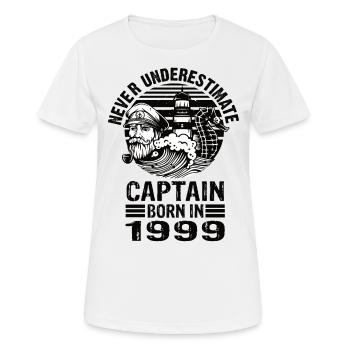 Never Underestimate Captain né en 1999 - T-shirt respirant Femme - blanc - Devant - AI Model Female 172 dark (172cm)