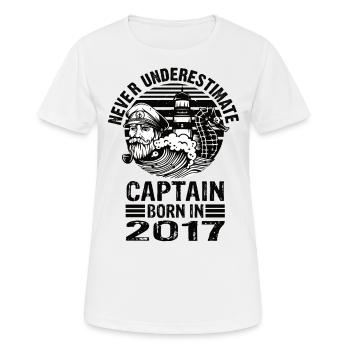 Never Underestimate Captain né en 2017 - T-shirt respirant Femme - blanc - Devant - AI Model Female 172 dark (172cm)