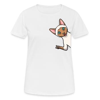 Chat siamois - T-shirt respirant Femme - blanc - Devant - AI Model Female 172 dark (172cm)