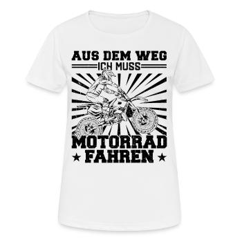 Out of the way I have to ride a motorcycle - Women's Breathable T-Shirt - white - Front - AI Model Female 172 dark (172cm)