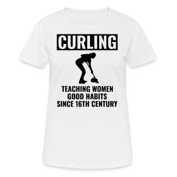 Curling Kehrfächer Winter Eissport Curler Lustig - Frauen T-Shirt atmungsaktiv - Weiß - Vorne - AI Model Female 172 dark (172cm)