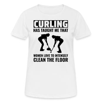 Curling Kehrfächer Winter Eissport Curler Lustig - Frauen T-Shirt atmungsaktiv - Weiß - Vorne - AI Model Female 172 dark (172cm)