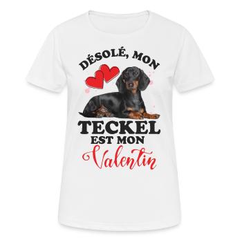 Mon teckel est mon valentin - T-shirt respirant Femme - blanc - Devant - AI Model Female 172 dark (172cm)