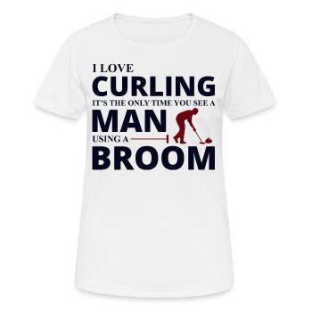 Curling Kehrfächer Winter Eissport Curler Lustig - Frauen T-Shirt atmungsaktiv - Weiß - Vorne - AI Model Female 172 dark (172cm)