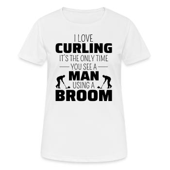 Curling Kehrfächer Winter Eissport Curler Lustig - Frauen T-Shirt atmungsaktiv - Weiß - Vorne - AI Model Female 172 dark (172cm)
