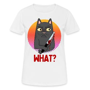 Drôle Innocent Meurtre Chat Effrayant - T-shirt respirant Femme - blanc - Devant - AI Model Female 172 dark (172cm)