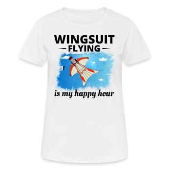 Wingsuit fliegen Base Jumping Fallschirmspringen Wingsuiting - Frauen T-Shirt atmungsaktiv - Weiß - Vorne - AI Model Female 172 dark (172cm)