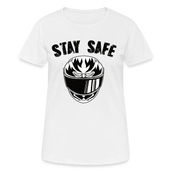 Casque de moto Restez en sécurité - T-shirt respirant Femme - blanc - Devant - AI Model Female 172 dark (172cm)