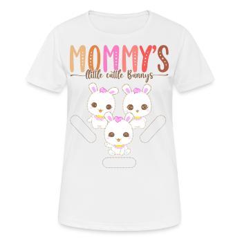 Mom's three little cuddly bunnies child signature - Women's Breathable T-Shirt - white - Front - AI Model Female 172 dark (172cm)
