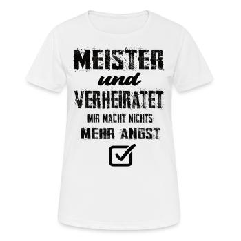Meister und Verheiratet - Frauen T-Shirt atmungsaktiv - Weiß - Vorne - AI Model Female 172 dark (172cm)
