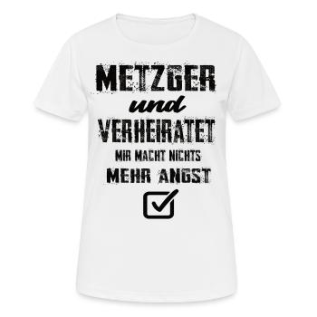 Metzger und Verheiratet - Frauen T-Shirt atmungsaktiv - Weiß - Vorne - AI Model Female 172 dark (172cm)