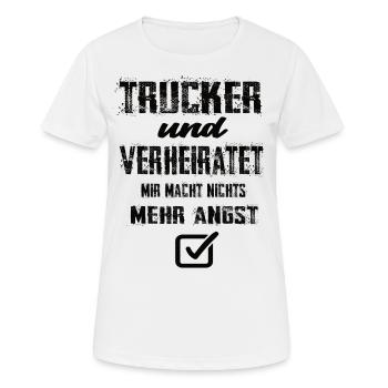 Trucker und Verheiratet - Frauen T-Shirt atmungsaktiv - Weiß - Vorne - AI Model Female 172 dark (172cm)