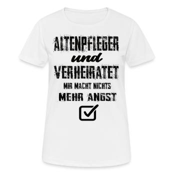 Altenpfleger und Verheiratet - Frauen T-Shirt atmungsaktiv - Weiß - Vorne - AI Model Female 172 dark (172cm)