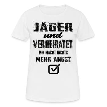 Jäger und Verheiratet - Frauen T-Shirt atmungsaktiv - Weiß - Vorne - AI Model Female 172 dark (172cm)