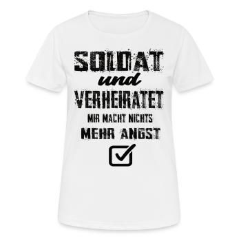 Soldat und Verheiratet - Frauen T-Shirt atmungsaktiv - Weiß - Vorne - AI Model Female 172 dark (172cm)