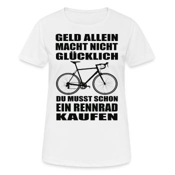 Rennrad - Frauen T-Shirt atmungsaktiv - Weiß - Vorne - AI Model Female 172 dark (172cm)