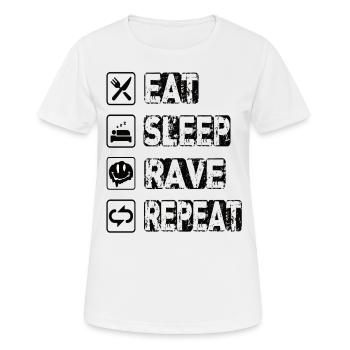 Eat Sleep Rave Repeat - Frauen T-Shirt atmungsaktiv - Weiß - Vorne - AI Model Female 172 dark (172cm)