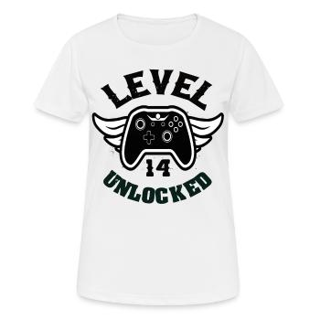 Level 14 Unlocked 14 Geburtstag - Frauen T-Shirt atmungsaktiv - Weiß - Vorne - AI Model Female 172 dark (172cm)