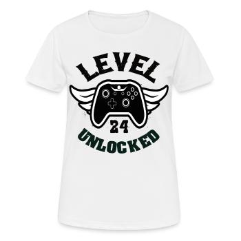 Niveau 24 Débloqué 24 Anniversaire - T-shirt respirant Femme - blanc - Devant - AI Model Female 172 dark (172cm)