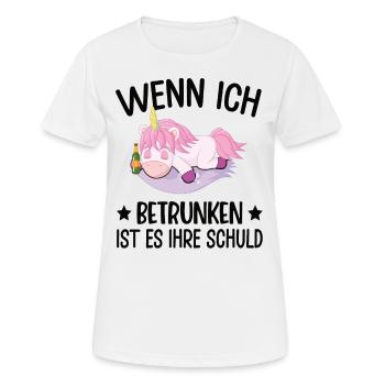 Einhorn Lustiger Spruch Einhorn Saufen Fabel - Frauen T-Shirt atmungsaktiv - Weiß - Vorne - AI Model Female 172 dark (172cm)