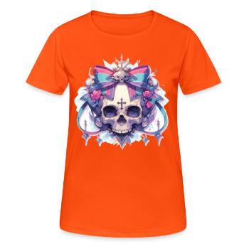 Totenkopf Todenschädel Skull Skulls - Frauen T-Shirt atmungsaktiv - Neonorange - Vorne - AI Model Female 172 dark (172cm)