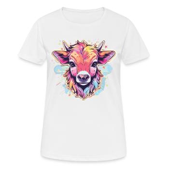 Vache Tête de vache Audacieuse Agriculture Veau - T-shirt respirant Femme - blanc - Devant - AI Model Female 172 dark (172cm)