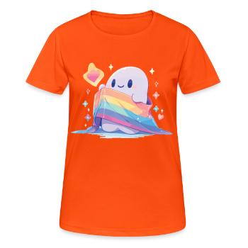 Gespenst Lgbt Geist Lgbt Fahne - Frauen T-Shirt atmungsaktiv - Neonorange - Vorne - AI Model Female 172 dark (172cm)