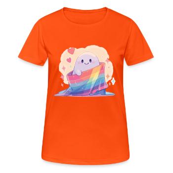Gespenst Lgbt Geist Lgbt Fahne - Frauen T-Shirt atmungsaktiv - Neonorange - Vorne - AI Model Female 172 dark (172cm)