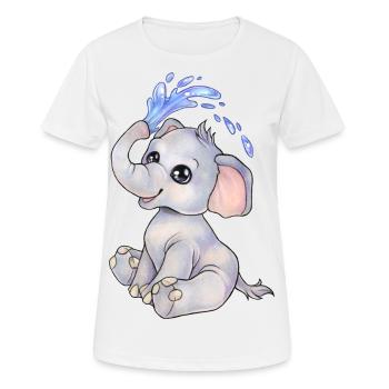 Niedlicher Baby Elefant mit Wasserfontäne - Frauen T-Shirt atmungsaktiv - Weiß - Vorne - AI Model Female 172 dark (172cm)