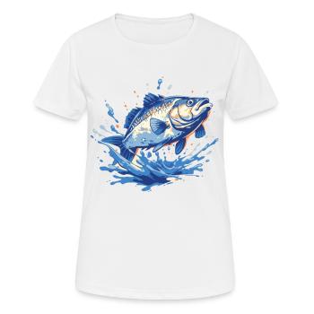 Poisson Poisson Carpe Welz Pêcheurs à la ligne - T-shirt respirant Femme - blanc - Devant - AI Model Female 172 dark (172cm)