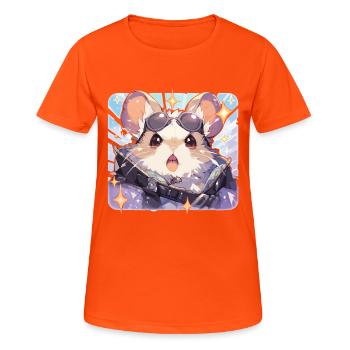 Maus Mäuse Kleintier Haustier Tier Tiere - Frauen T-Shirt atmungsaktiv - Neonorange - Vorne - AI Model Female 172 dark (172cm)