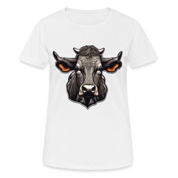 Vache Vache Crâne Tête de vache Vaches Vaches laitières Éleveur - T-shirt respirant Femme - blanc - Devant - AI Model Female 172 dark (172cm)