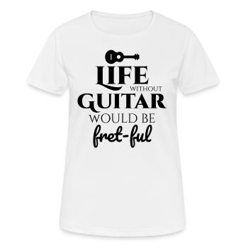 Fret-fully Funny: Célébrer la vie avec des guitares - T-shirt respirant Femme - blanc - Devant - AI Model Female 172 dark (172cm)