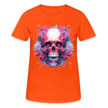 Skulls - Frauen T-Shirt atmungsaktiv - Neonorange - Vorne - AI Model Female 172 dark (172cm)