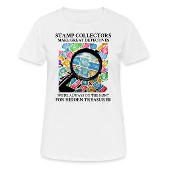 Philatélie philatéliste philatéliste collectionneur de timbres - T-shirt respirant Femme - blanc - Devant - AI Model Female 172 dark (172cm)