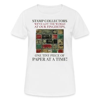 Philately's Delight: Stamp Collectors Unite - Women's Breathable T-Shirt - white - Front - AI Model Female 172 dark (172cm)