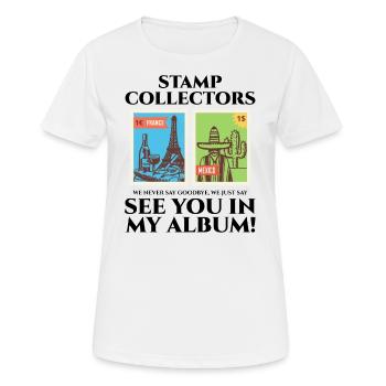Philatéliste collectionneur collectionneur de timbres - T-shirt respirant Femme - blanc - Devant - AI Model Female 172 dark (172cm)