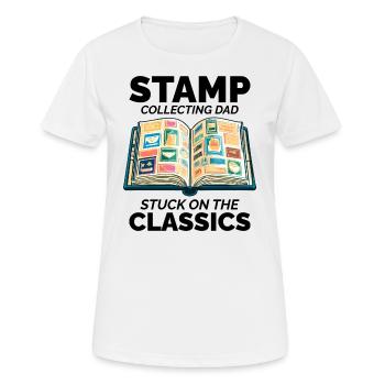 Collectionneur de timbres-poste vintage papa philatéliste - T-shirt respirant Femme - blanc - Devant - AI Model Female 172 dark (172cm)