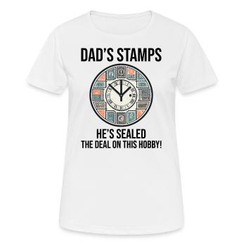Timbres-poste d’époque Collectionneur de papa - T-shirt respirant Femme - blanc - Devant - AI Model Female 172 dark (172cm)
