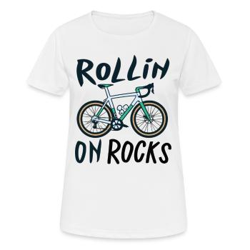 Gravel Bike Gravel Bikes Gravel Rollin On Rocks - Women's Breathable T-Shirt - white - Front - AI Model Female 172 dark (172cm)